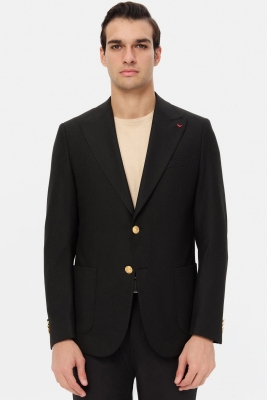 Ds Damat Comfort Fit Siyah Armürlü Kumaş Ceket