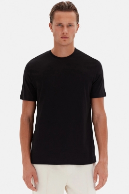 Ds Damat Oversize Siyah Bisiklet Yaka %100 Pamuk T-Shirt