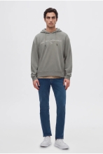 Twn Relaxed Fit Haki Nakışlı 3 İplik Kapüşonlu Sweatshirt görsel 1
