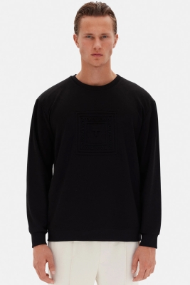Twn Relaxed Fit Siyah Düz Sweatshirt
